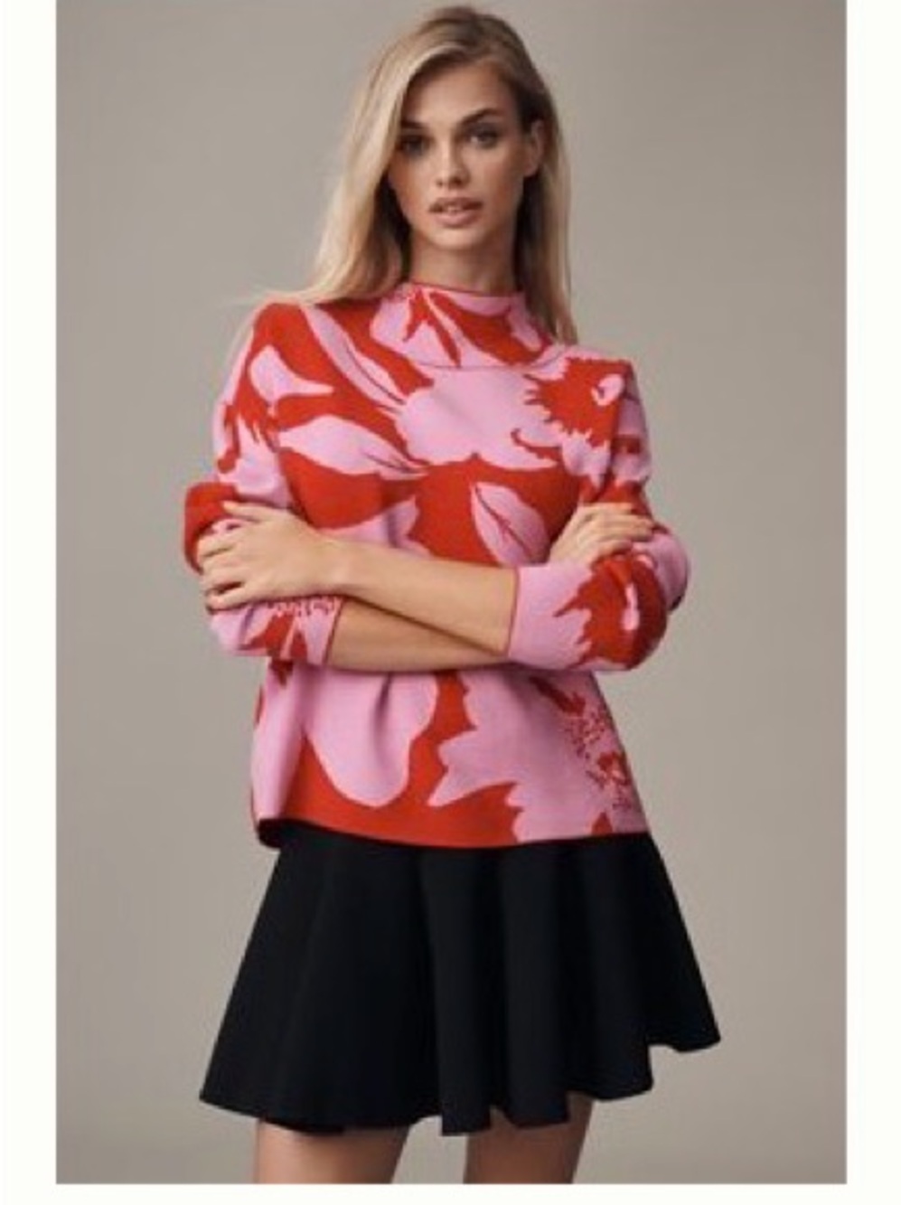 Maeve Cary’s Mock Neck Sweater - Pink & Red